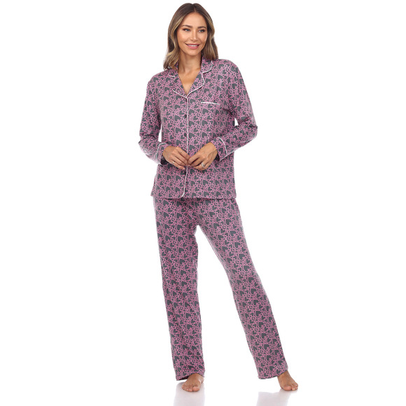 Long Sleeve Heart Print Pajama Set - Picture 2 of 4
